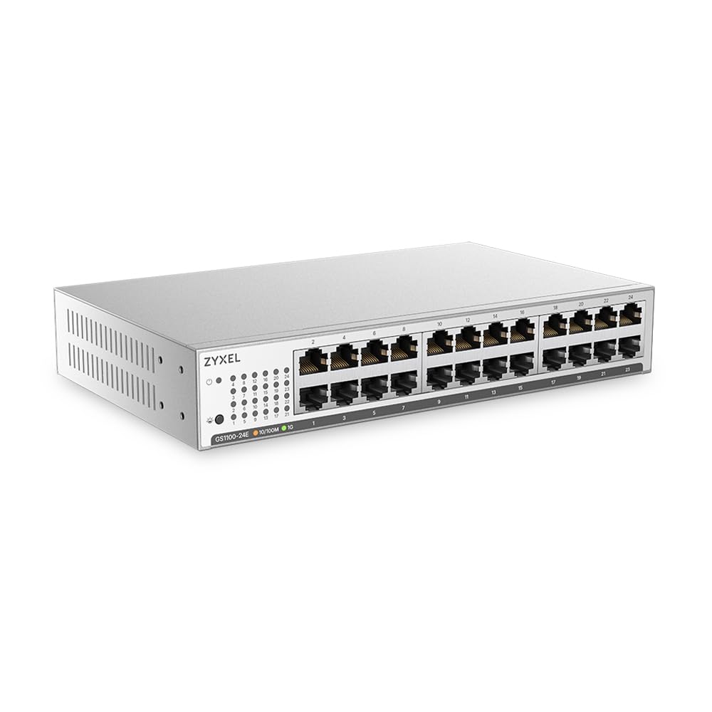 Switch Zyxel GS-1100-24E Unmanaged, 24 Porte Gigabit, Design Senza Ventole, Desktop/rack - GS1100-24E-EU0104F