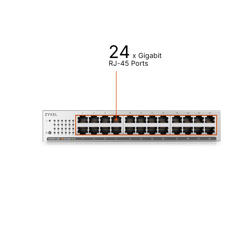 Switch Zyxel GS-1100-24E Unmanaged, 24 Porte Gigabit, Design Senza Ventole, Desktop/rack - GS1100-24E-EU0104F - Miniatura 2