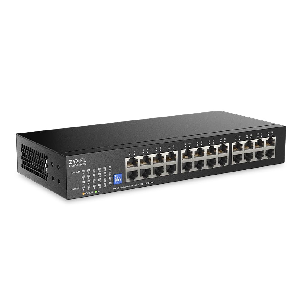 Switch Zyxel GS-1100-24E Unmanaged Con Dip, 24 Porte Gigabit, Design Senza Ventole, Desktop/rack - GS1100-24ES-EU0101F - Miniatura 2