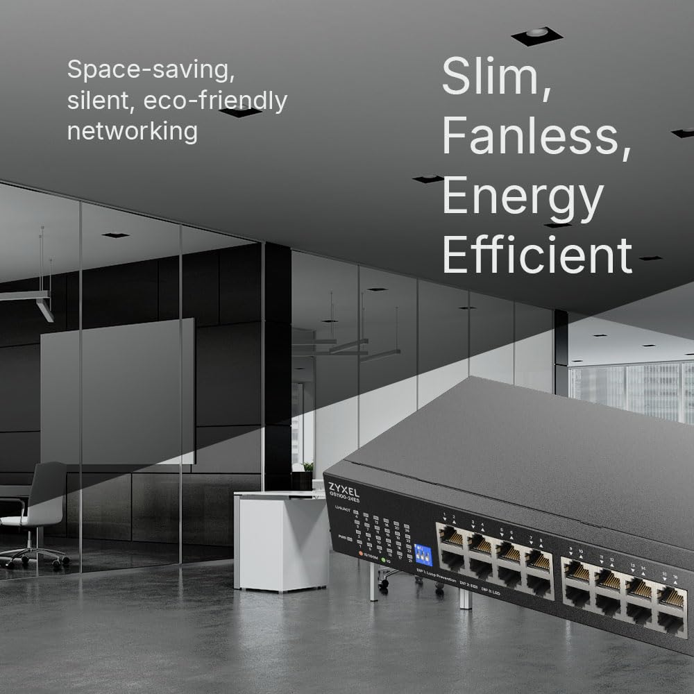 Switch Zyxel GS-1100-24E Unmanaged Con Dip, 24 Porte Gigabit, Design Senza Ventole, Desktop/rack - GS1100-24ES-EU0101F - Miniatura 5