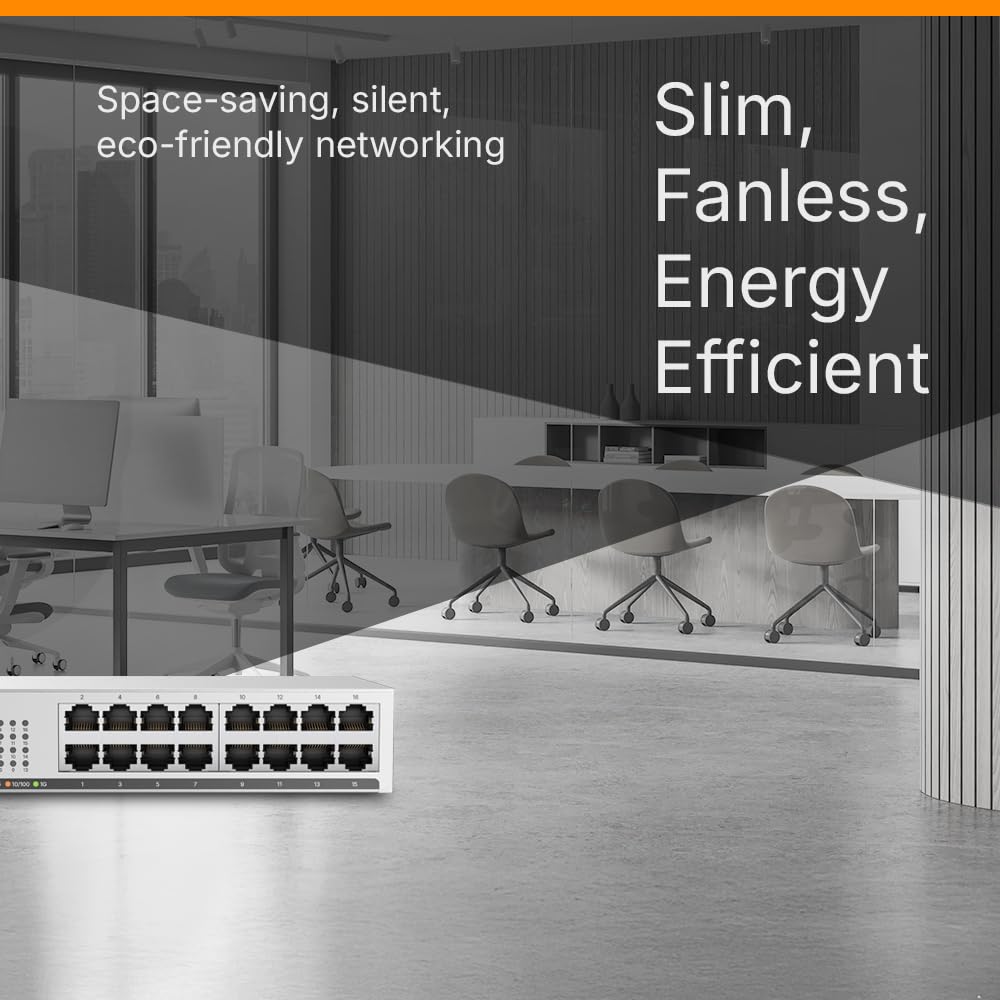 Switch Unmanaged, 16 Porte Gigabit, Design Senza Ventole, Desktop/rack - GS1100-16-EU0104F - Miniatura 3