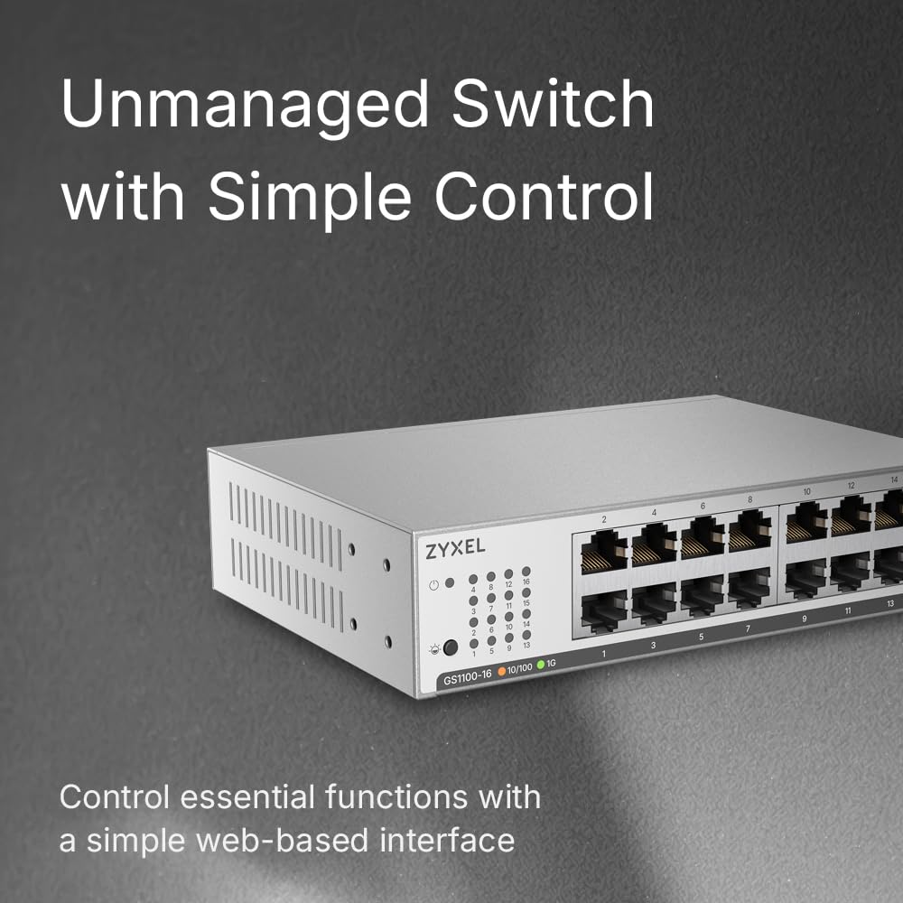 Switch Unmanaged, 16 Porte Gigabit, Design Senza Ventole, Desktop/rack - GS1100-16-EU0104F - Miniatura 4