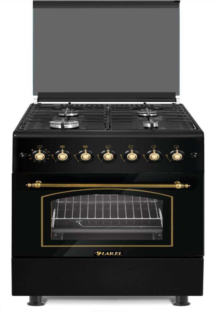 Cucina 60x60 Elettrico 5 Funzioni 4 Fuochi Nera Antracite Rustica Larel CUC.L60RBEN - Immagine 1