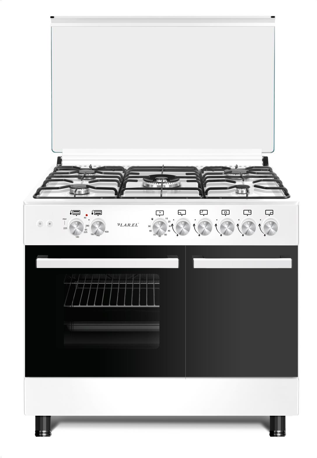 Cucina 90x60 Gas Ventilato 5 Fuochi Bianca Larel CUC.L90BT5GB - Immagine 1