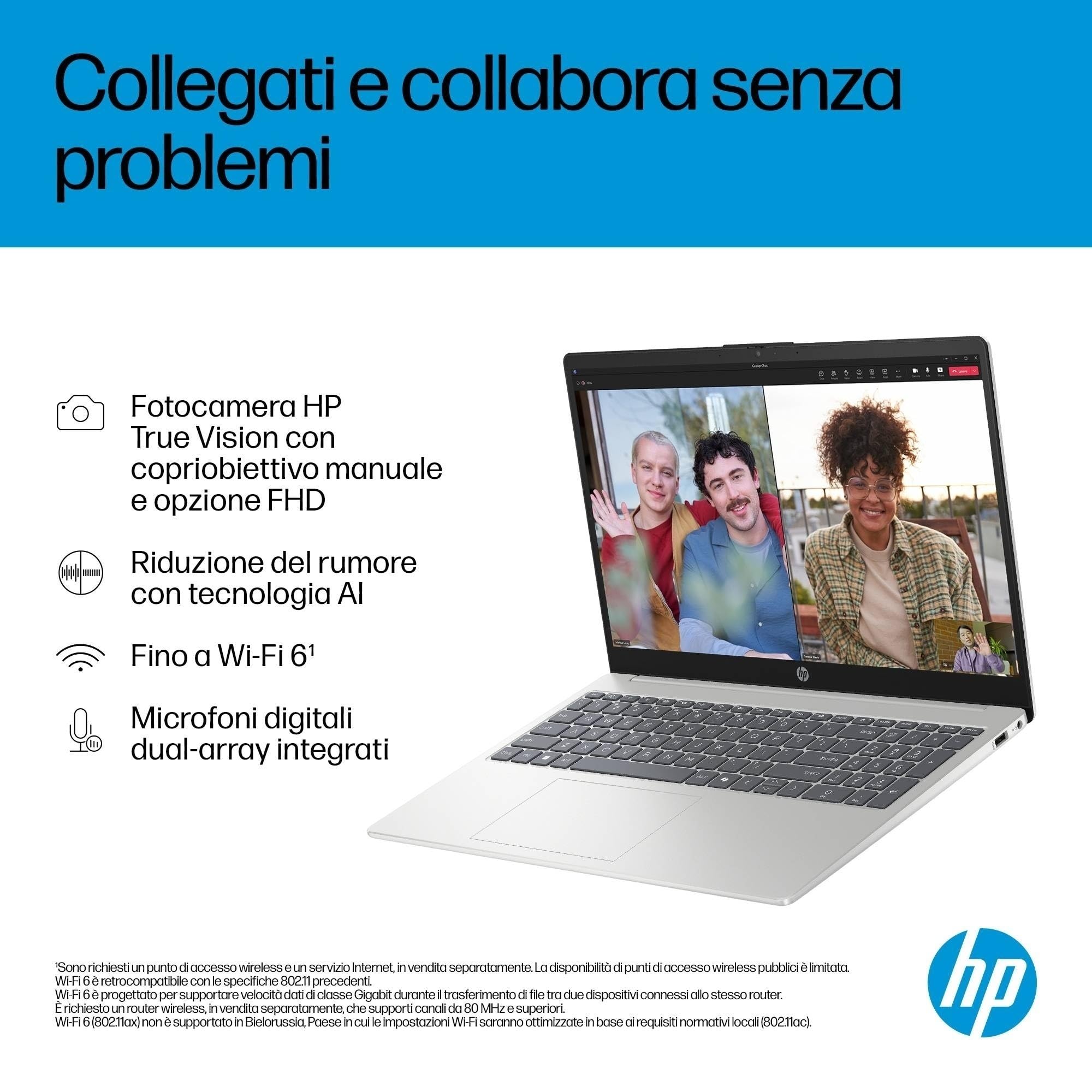 HP Laptop 15-fd2004sl, PC Portatile 15", Display FHD, Notebook, (Intel Core Ultra 7 255U, RAM 24GB, SSD 1TB, Windows 11), Computer Portatile, Uso quotidiano, Tastiera Italiana, QWERTY, Argento - Miniatura 2