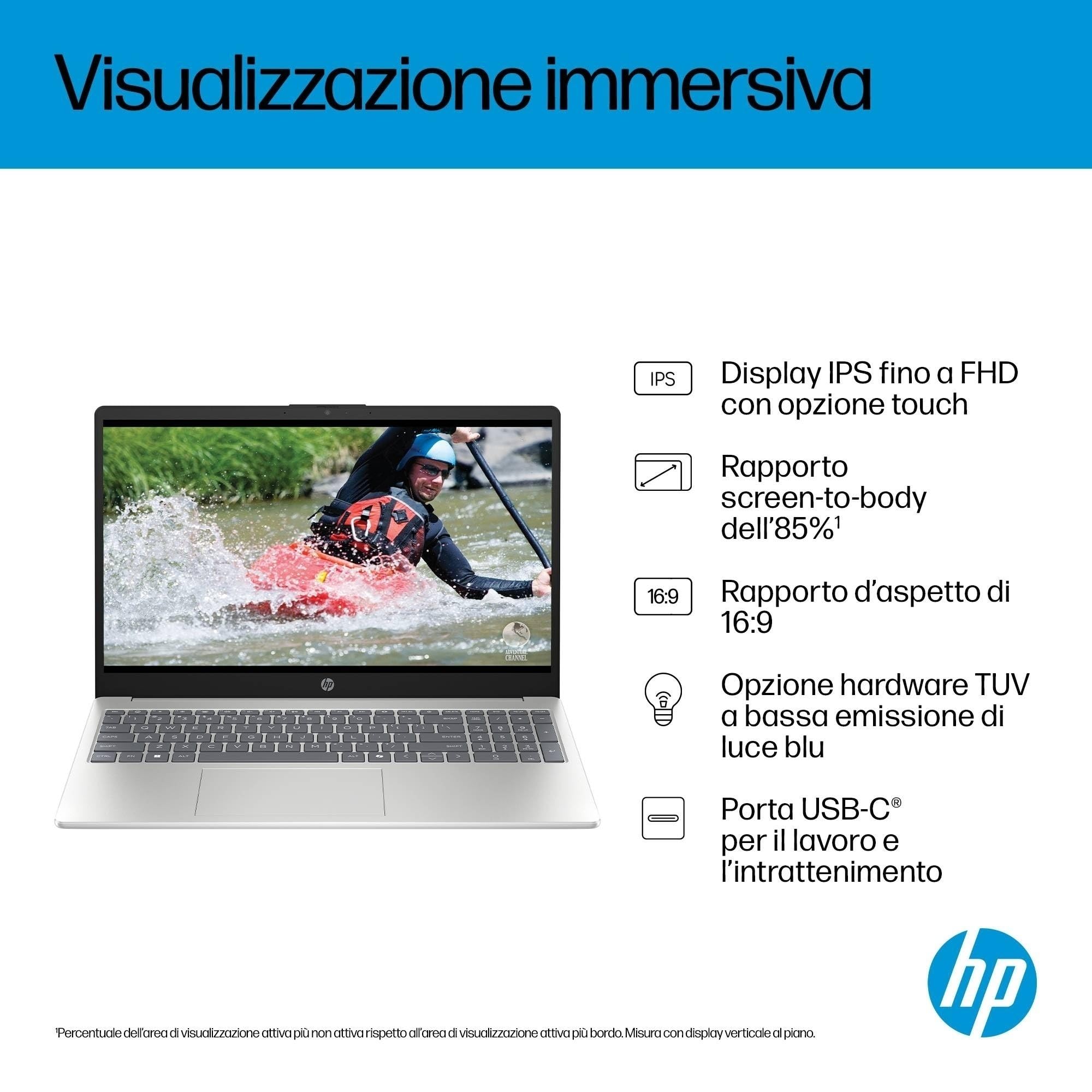 HP Laptop 15-fd2004sl, PC Portatile 15", Display FHD, Notebook, (Intel Core Ultra 7 255U, RAM 24GB, SSD 1TB, Windows 11), Computer Portatile, Uso quotidiano, Tastiera Italiana, QWERTY, Argento - Miniatura 3