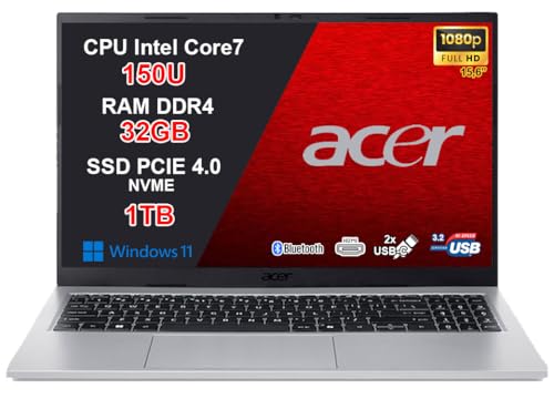 acer Aspire Go 15 PC Portatile Notebook, CPU Intel Core 7 150U di nuova generazione fino a 5,4 GHz, RAM 32GB, SSD 1TB, Wi-Fi 6, Display 15,6" Full HD Antiriflesso, USB Type-C, Windows 11, Silver - Miniatura 2