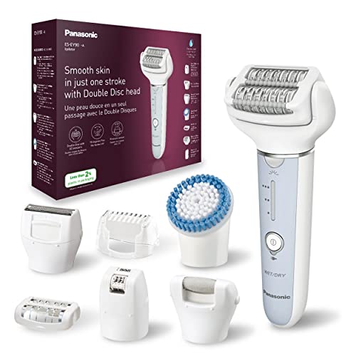 Panasonic ES-EY90 Epilatore Bagnato e Asciutto, Doppio Disco con 60 Pinzette, Testina Flessibile Pivotante a 90°, 3 Impostazioni di Velocità e Luce LED, 30 Minuti di Funzionamento, Testina Rasoio - Miniatura 2