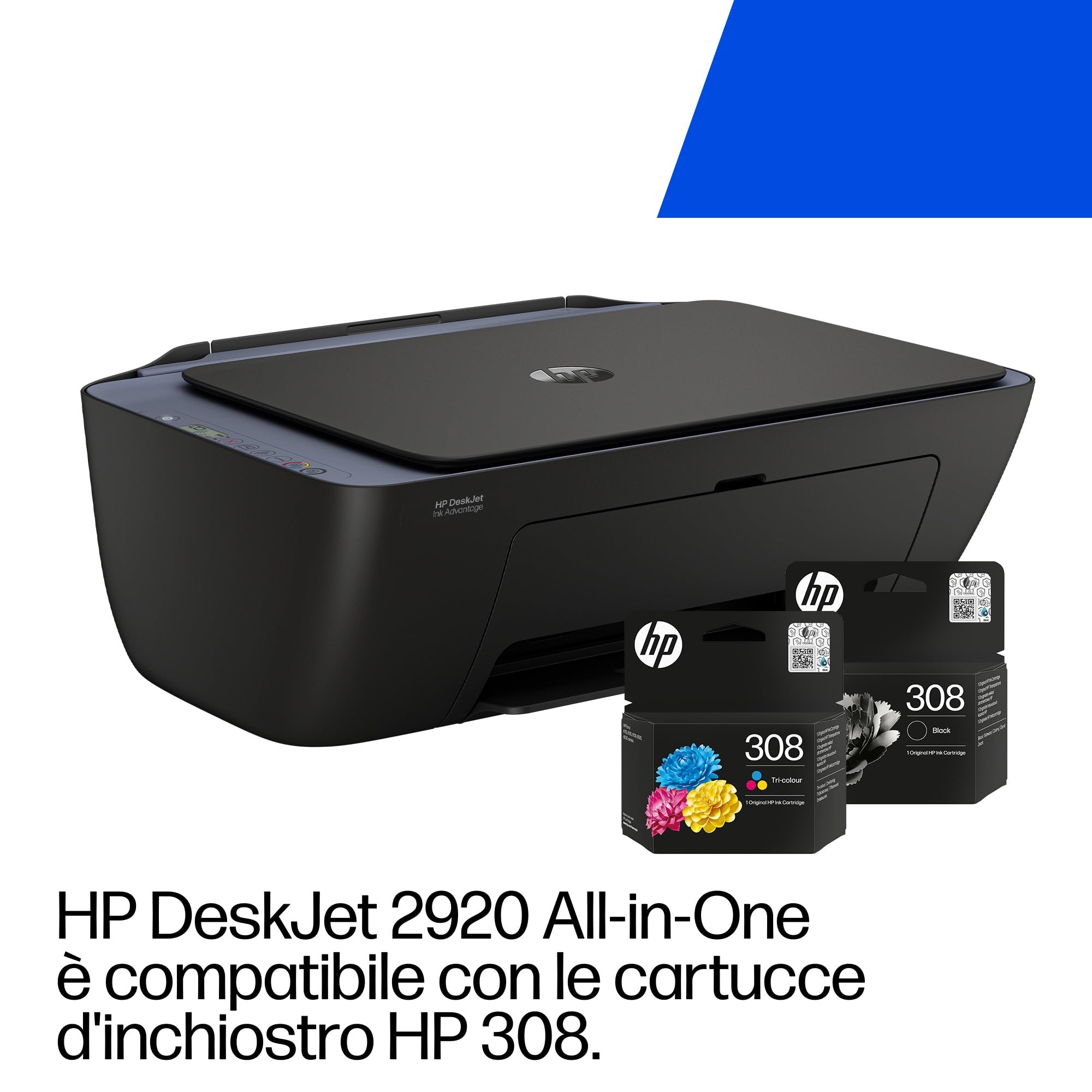 HP DeskJet 2920 89F97B, Stampante Multifunzione a Getto d'Inchiostro A4 a Colori, Fronte e Retro Manuale, 7,5 ppm, Wi-Fi, app, 3 Mesi di Inchiostro Instant Ink Inclusi, Nera - Miniatura 2