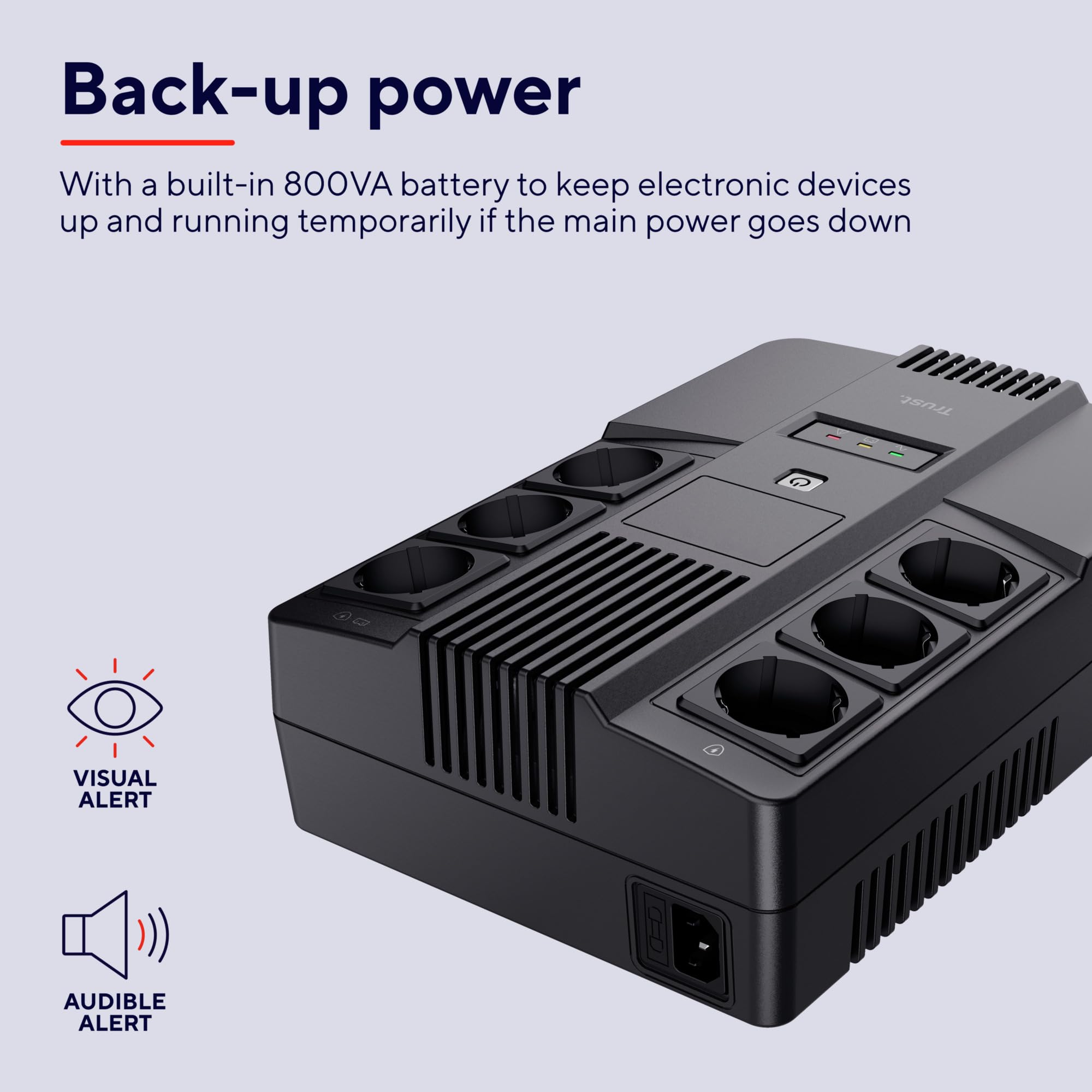 Trust Maxxon Gruppo di continuità (UPS) da 800 VA (UPS), Nero - Miniatura 3