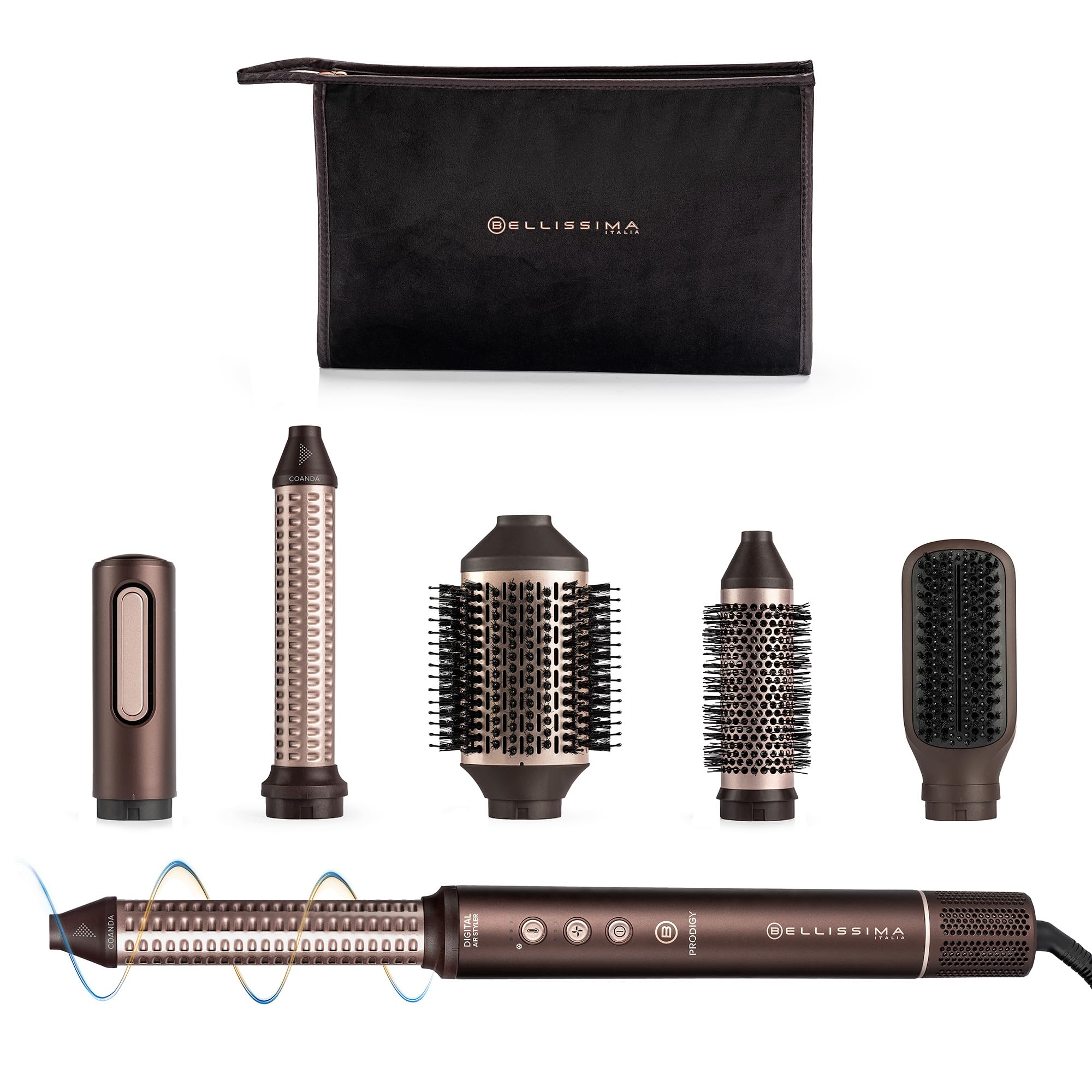 Bellissima Imetec Prodigy Styler digitale ad aria calda 6 in 1, Onde, Ricci, Liscio Volume senza Danni ai Capelli, Motore Digitale, Tecnologia Ion-Ceramic e Tecnologia Coanda, Controllo del Calore - Miniatura 3