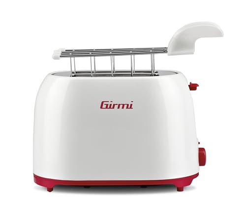Girmi TP10 Tostapane, 750 W, Pinze estraibili inox, 7 livelli di cottura, Funzione tostafetta, Raccogli briciole, Espulsione automatica, Spegnimento automatico, Bianco/Rosso - Miniatura 4