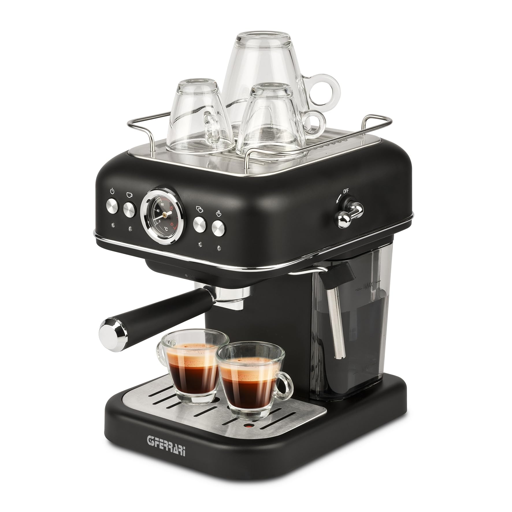 G3 Ferrari G10188 Alchimia Macchina da Caffè Espresso, 15 Bar, Compatibile con Cialde e Caffè in Polvere, Cappuccinatore, 3 Filtri INOX, Serbatoio 1.2L, Funzione Standby e Sleep, Scaldatazze - Miniatura 3