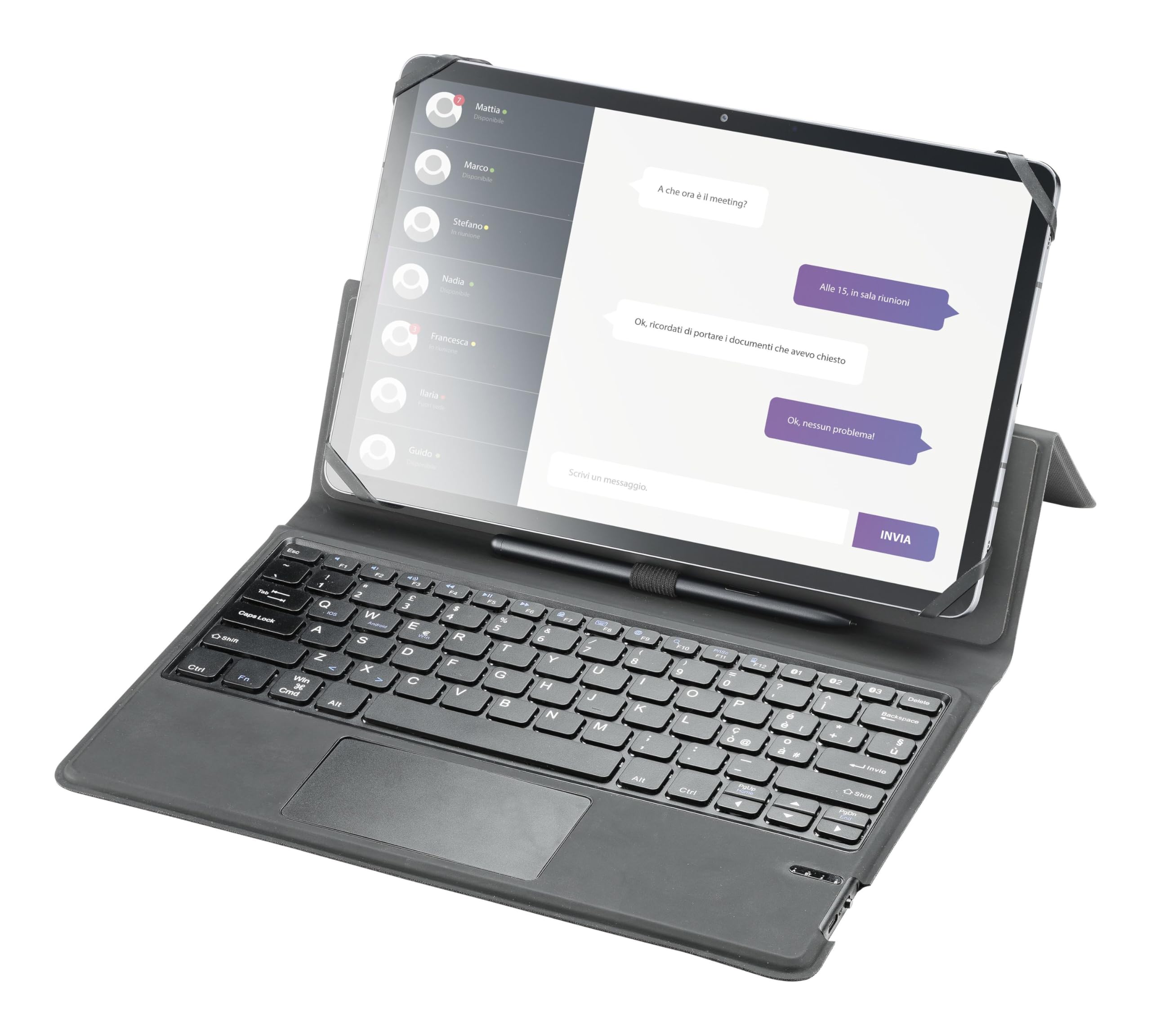 Cellularline - Keyboard Case - Custodia con Funzione Stand per Tablet, con Tastiera Wireless Integrata e Porta Pennino, per Display Tablet fino a 11’’ - Nero - Miniatura 3