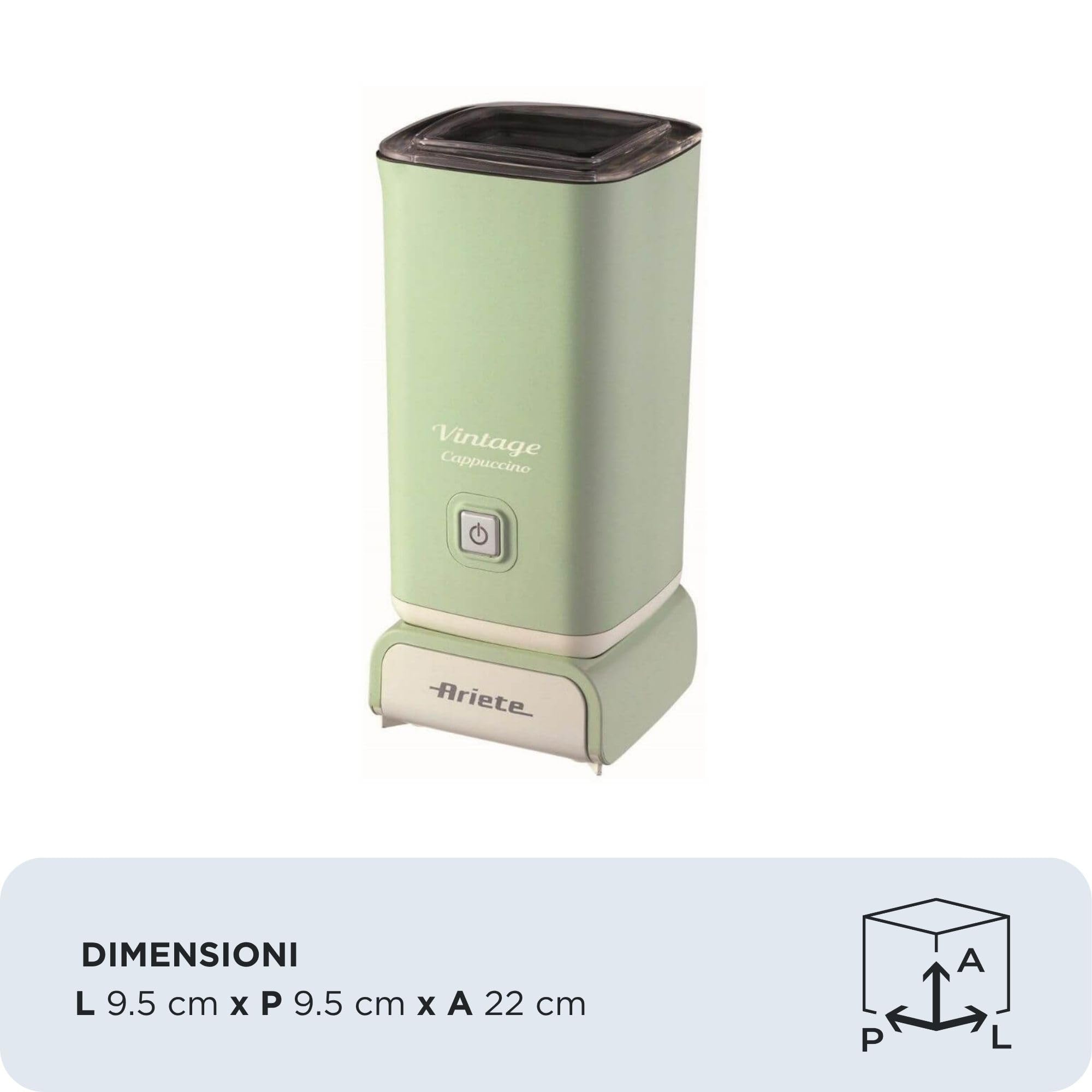 Ariete 2878 Cappuccinatore Vintage - Montalatte a caldo e a freddo - Cappuccino, cioccolata, infusi liofilizzati - 500 Watt - Verde - Miniatura 3