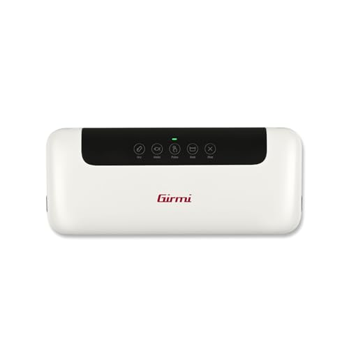 Girmi VT52 Macchina per Sottovuoto, 100 W, Barra Saldante da 4 mm, Sigillatrice da sottovuoto da 70 kPa, Pannello Soft-Touch, Funzionamento Automatico, Incluse 5 Buste da 20x30 cm, Bianco - Miniatura 4