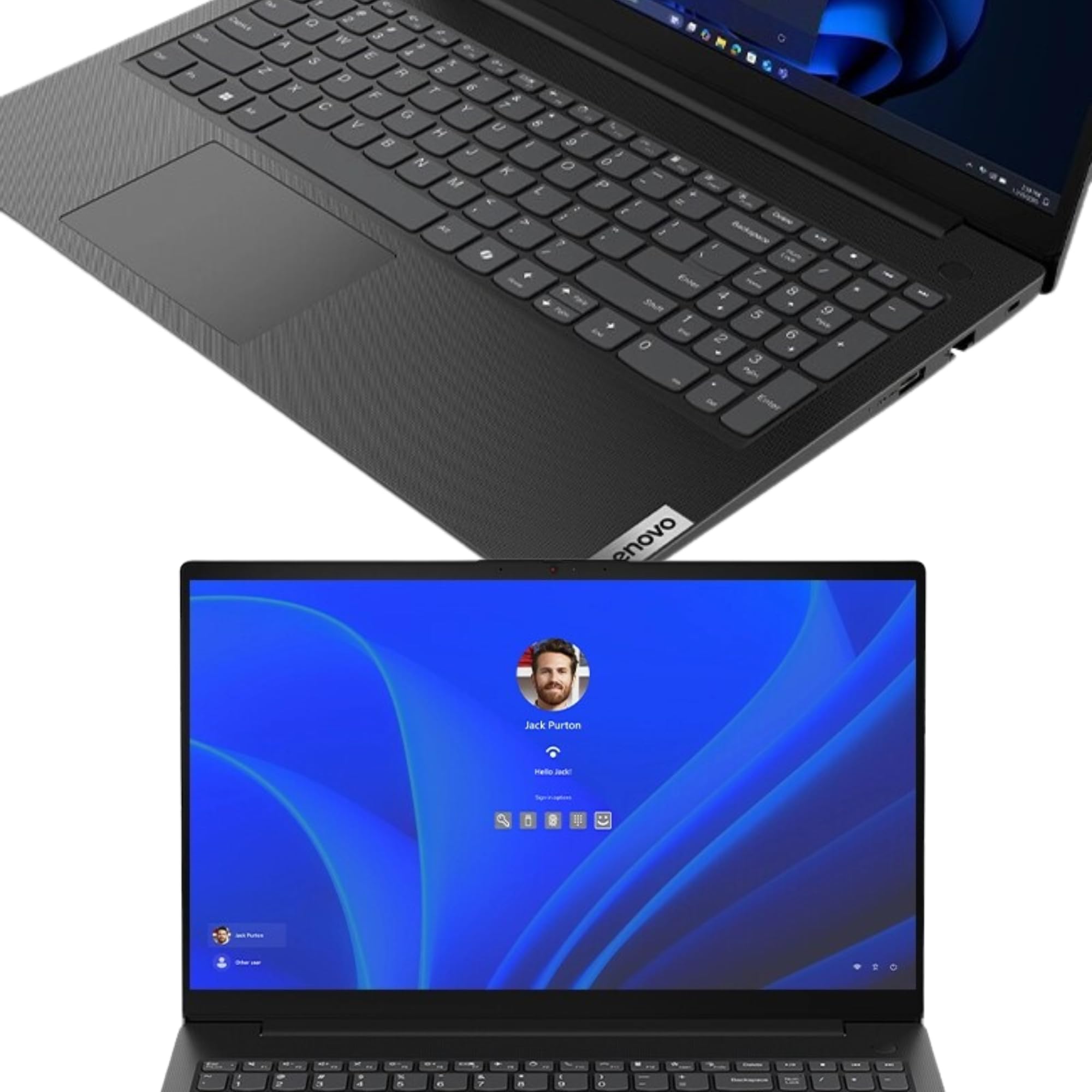 Lenovo - Notebook Pc Intel N100 4 Core fino a 3.4Ghz - Display 15,6" FHD - Ram 8Gb DDR5 SSD Nvme 256Gb - Hdmi, Usb 3.0, Wifi, Bluetooth, Webcam - Windows 11 - Miniatura 5