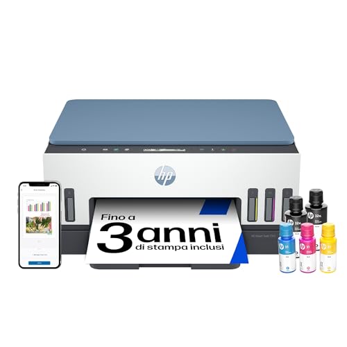 HP Smart Tank 7006 AiO 28B55A, Stampante Multifunzione a Colori, Serbatoio d'Inchiostro ad Alto Volume di Stampa, Fino a 12000 Pagine (Nero) e 8000 Pagine (Colore), F/R Automatica, Wi-Fi, Azzurra - Miniatura 2