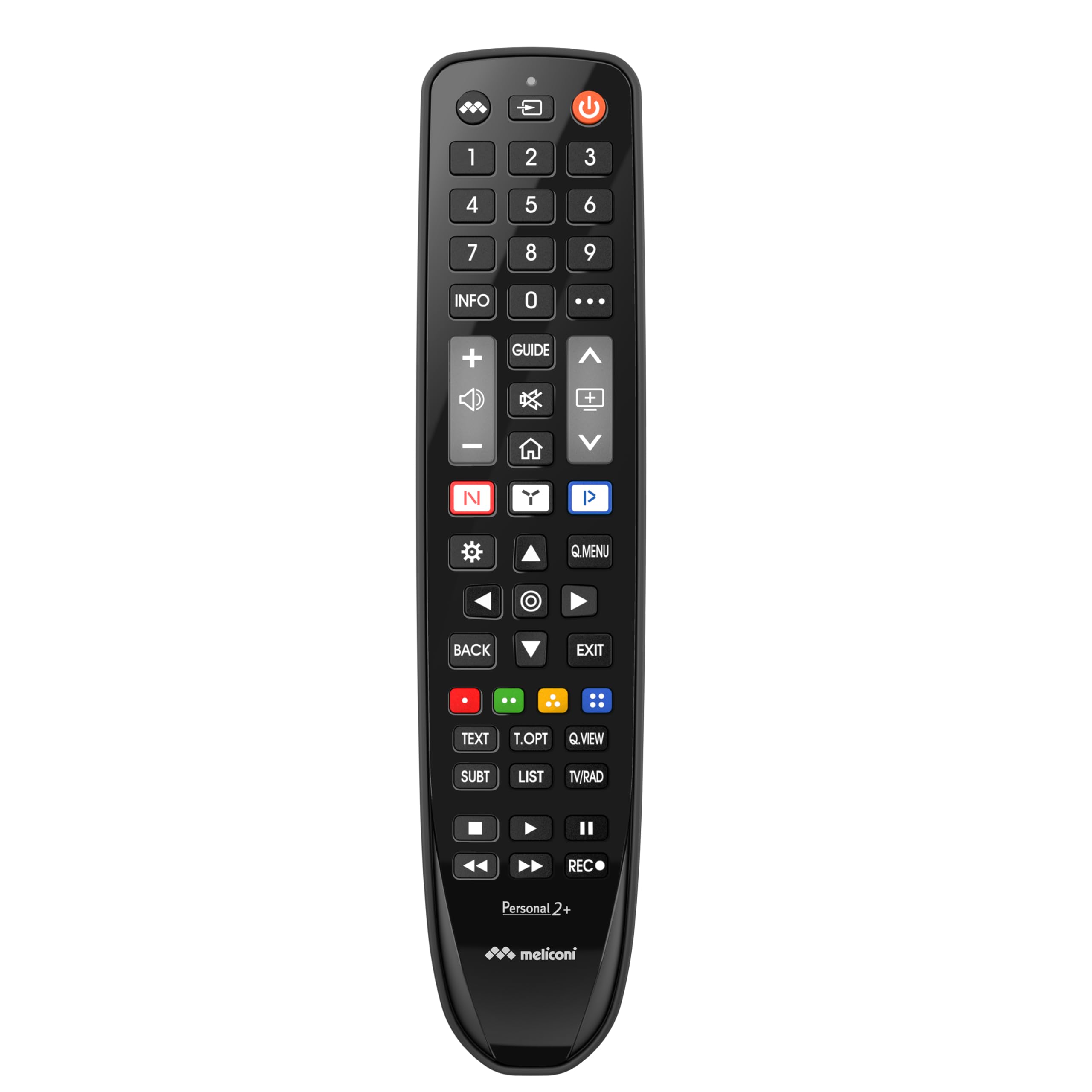 Meliconi Gumbody Personal 2+ Telecomando per TV LG, Pronto all’Uso, Nessuna Programmazione, Funzione Learn, Antiurto in Gomma, Compatibile Smart TV LG