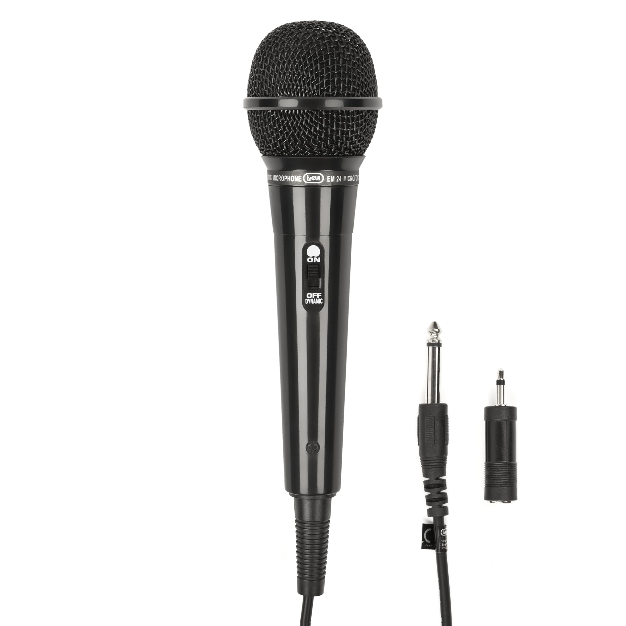 Trevi EM 24 Microfono Dinamico Unidirezionale con Cavo 2.9m, Audio Chiaro, Alta Sensibilità, Plug &Play, Ideale per Voce, Canto, Karaoke e Presentazioni, Jack 6.3mm