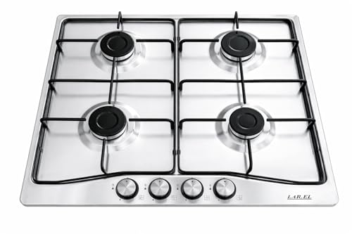 Piano cottura LAREL 848X 4 fuochi gas METANO o GPL incasso INOX valvolato acc. elettronica - Miniatura 2