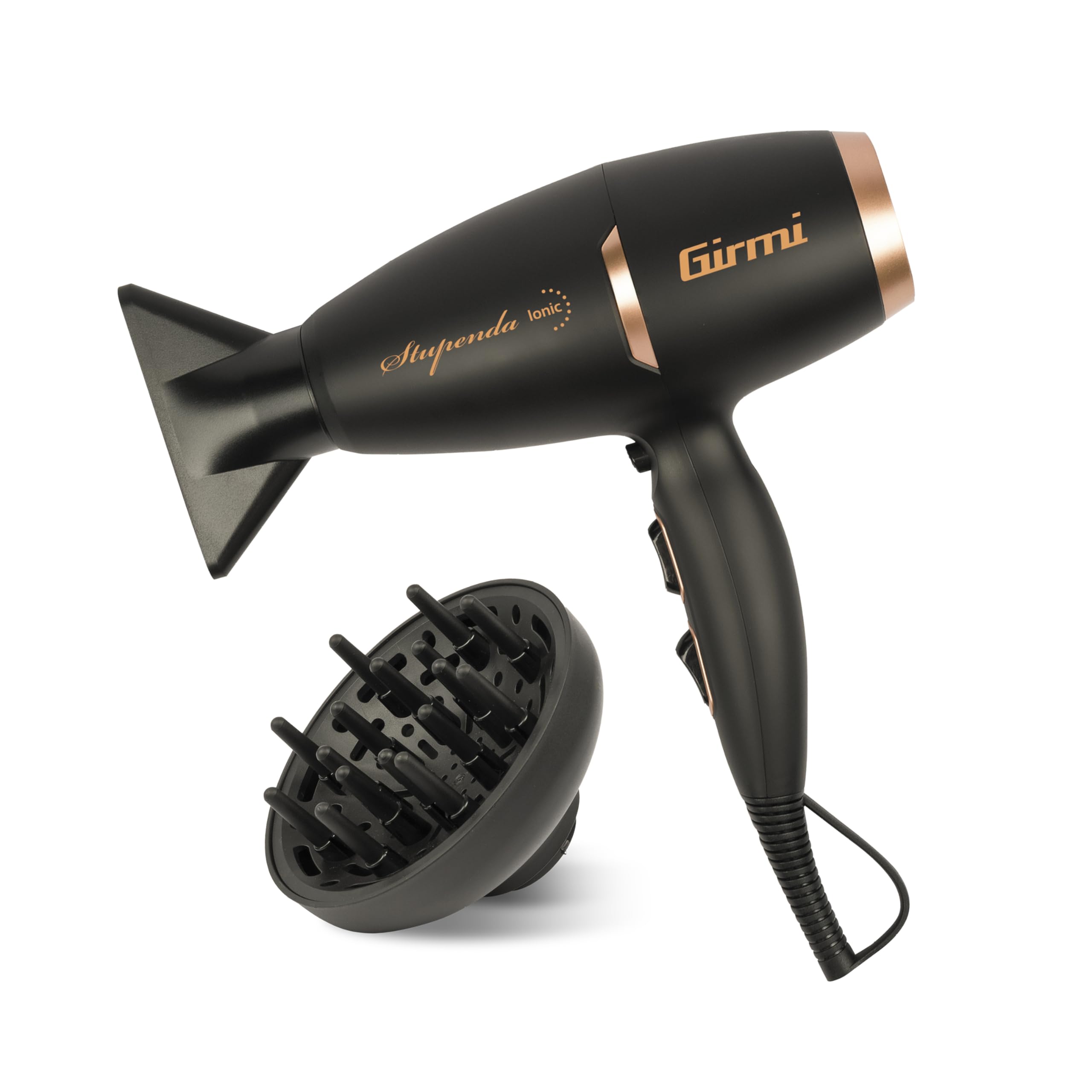 Girmi PH91 Asciugacapelli Brushless Professionale, 2200 W, 2 velocità, 3 temperature, Funzione Ionic, InclusI Diffusore e Concentratori, Maneggevole