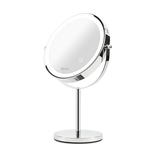 Girmi BE02 Specchio per Trucco con Luce LED, Lente di ingrandimento 1x/3X, Illuminazione a 3 colori, Ricaricabile con Doppio specchio, Rotazione a 360° e Tasto Touchscreen, Cromato - Miniatura 2