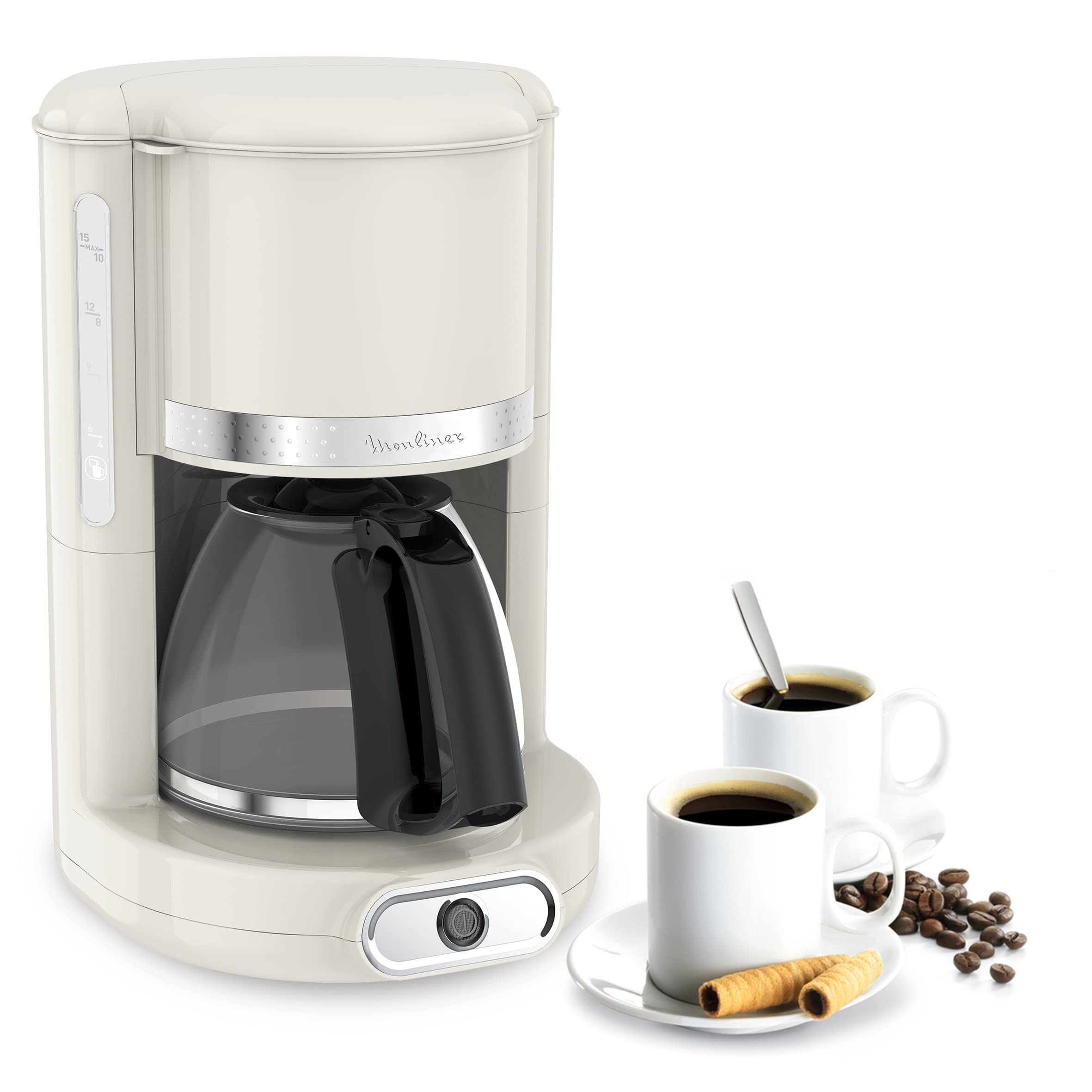 Moulinex FG381 FCM Soleil Macchina da Caff� Americano, Capacit� di 1,25 L fino a 15 Tazze di Caff�, Supporto Filtro Girevole, Sistema Anti Gocciolamento, Spegnimento Automatico, Mantenimento in Caldo