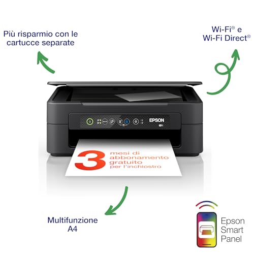 Epson Stampante Expression Home XP-2200, multifunzione 3 in 1: scanner/fotocopiatrice, A4, getto d'inchiostro a colori, Wi-Fi Direct, cartucce separate, ultracompatta - Miniatura 4