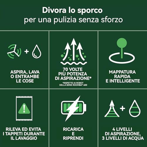 iRobot Roomba 105 Combo, Robot Aspirapolvere Lavapavimenti, Pulizia a 4 Fasi, Navigazione ClearView LiDAR, Rilevamento di Tappeti/Moquette, Pulizia Mirata, Controllo tramite App, Nero - Miniatura 4