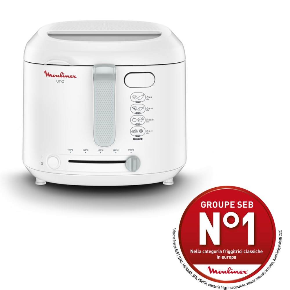 Moulinex AF2031 Friggitrice, Uno, Capacità di 1 Kg per 4 persone, Capacità olio 1,8 L, Bianco - Miniatura 3