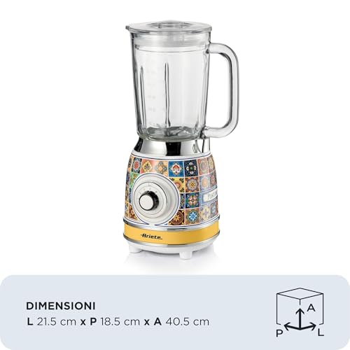 Ariete 583 Frullatore Positano con tazza in vetro da 1,5 Litri, 4 Lame in Acciaio Inox, 4 Velocità + Pulse,1000 Watt, Positano Giallo Vetro - Miniatura 4