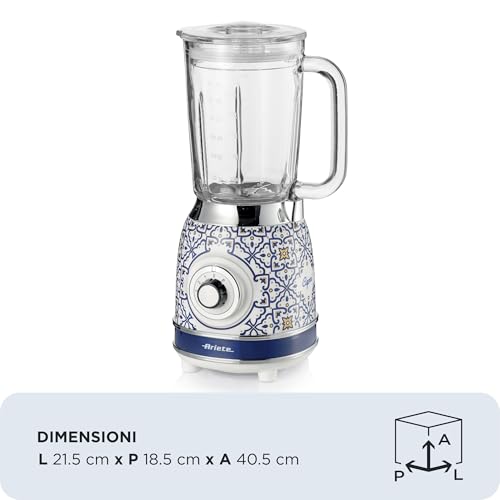 Ariete 583 Frullatore Capri con tazza in vetro da 1,5 Litri, 4 Lame in Acciaio Inox, 4 Velocità + Pulse,1000 Watt, Capri Blu Vetro - Miniatura 4