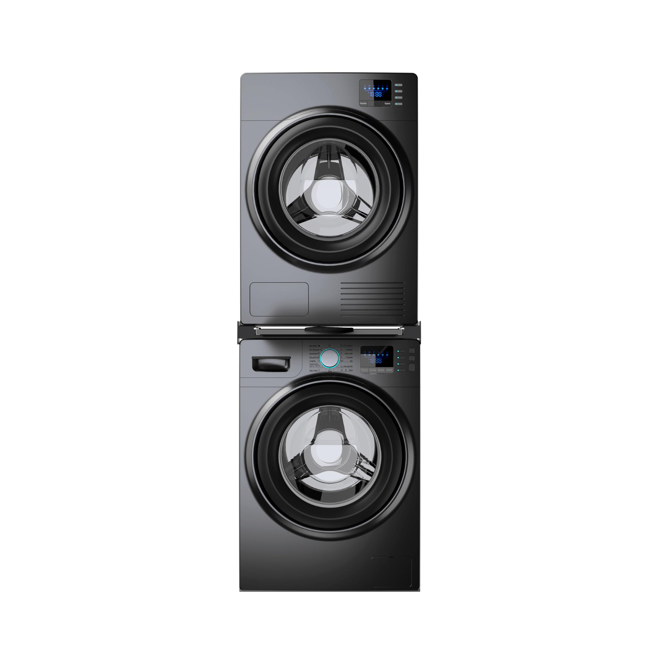 Meliconi - Kit di sovrapposizione universale nero + ripiano scorrevole in legno - TORRE DARK - per lavatrice e asciugatrice - Miniatura 3