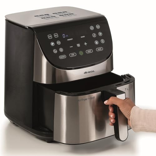Ariete 4628 Friggitrice ad Aria 7L, 1800 W, Capacità 7L, Capacità di Cottura 2.8kg, 12 Programmi Preimpostati, Funzione Max Crisp, Temperatura fino a 200°, Cestello Antiaderente con Griglia, Metal - Miniatura 4