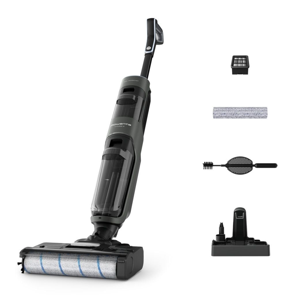 Rowenta X-Clean 4 , Lavapavimenti Senza Fili con Auto-Propulsione e Rilevazione Automatica dello Sporco, Doppio Serbatoio e Sistema di Autopulizia, Autonomia 50' per Tutti i Tipi di Paviment