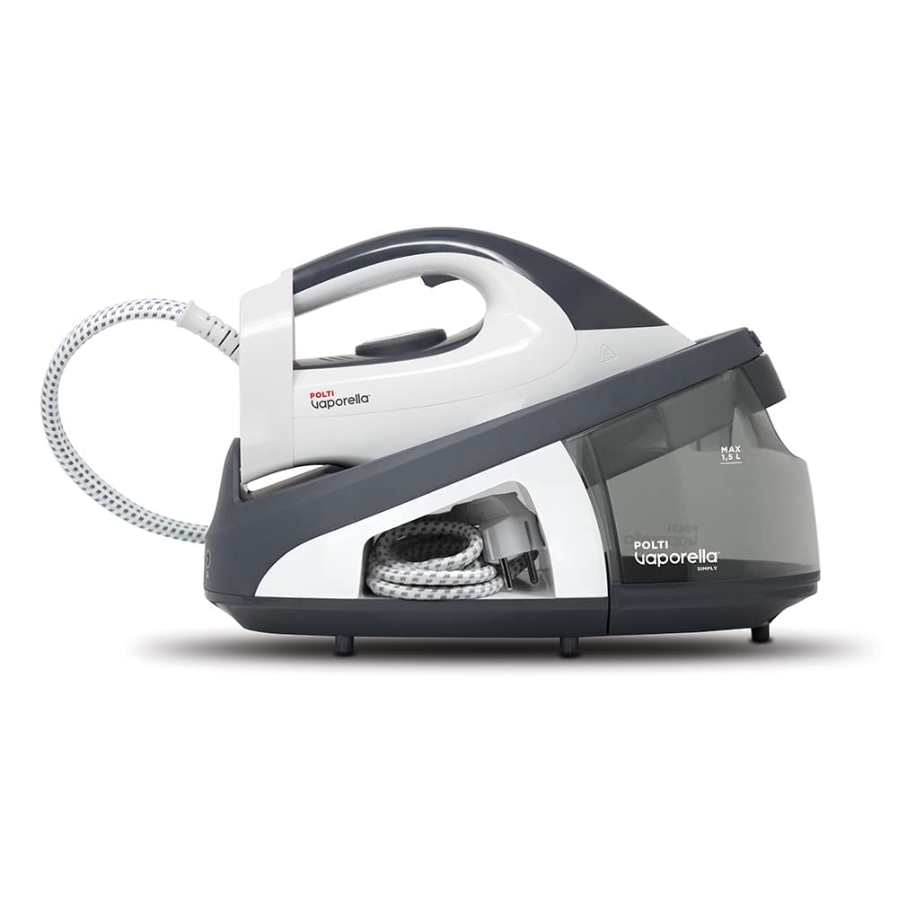 Polti Vaporella Simply VS10.10, Ferro Da Stiro Generatore di Vapore, Serbatoio Estraibile 1,5 L, Pressione Pompa 6,5 Bar, Potenza 2200 W, Funzione Eco, Bianco e Grigio