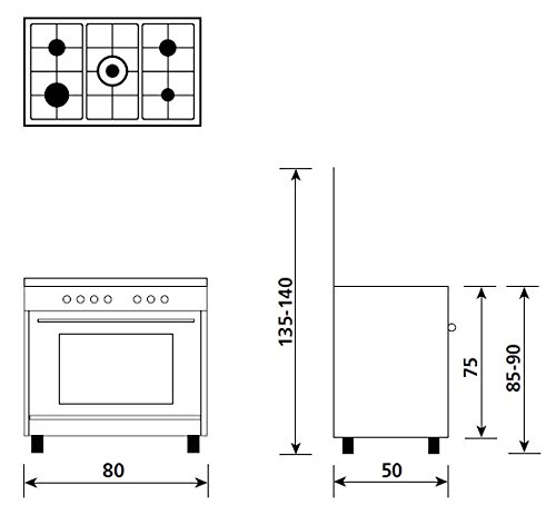 Glem A855EI cucina Piano cottura Nero, Acciaio inossidabile Gas A - Miniatura 3