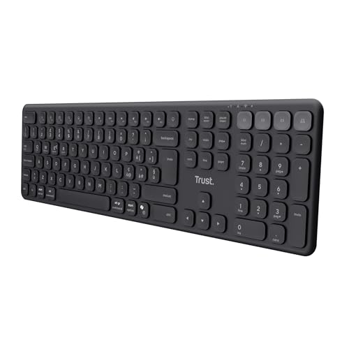 Trust Vaiya Tastiera Wireless Bluetooth + 2.4 GHz Layout Italiano QWERTY, Tastiera Senza Filo con Tastierino Numerico, Batteria Ricaricabile, 55% Plastica Riciclata, Windows iOS macOS Android, Nero - Miniatura 2