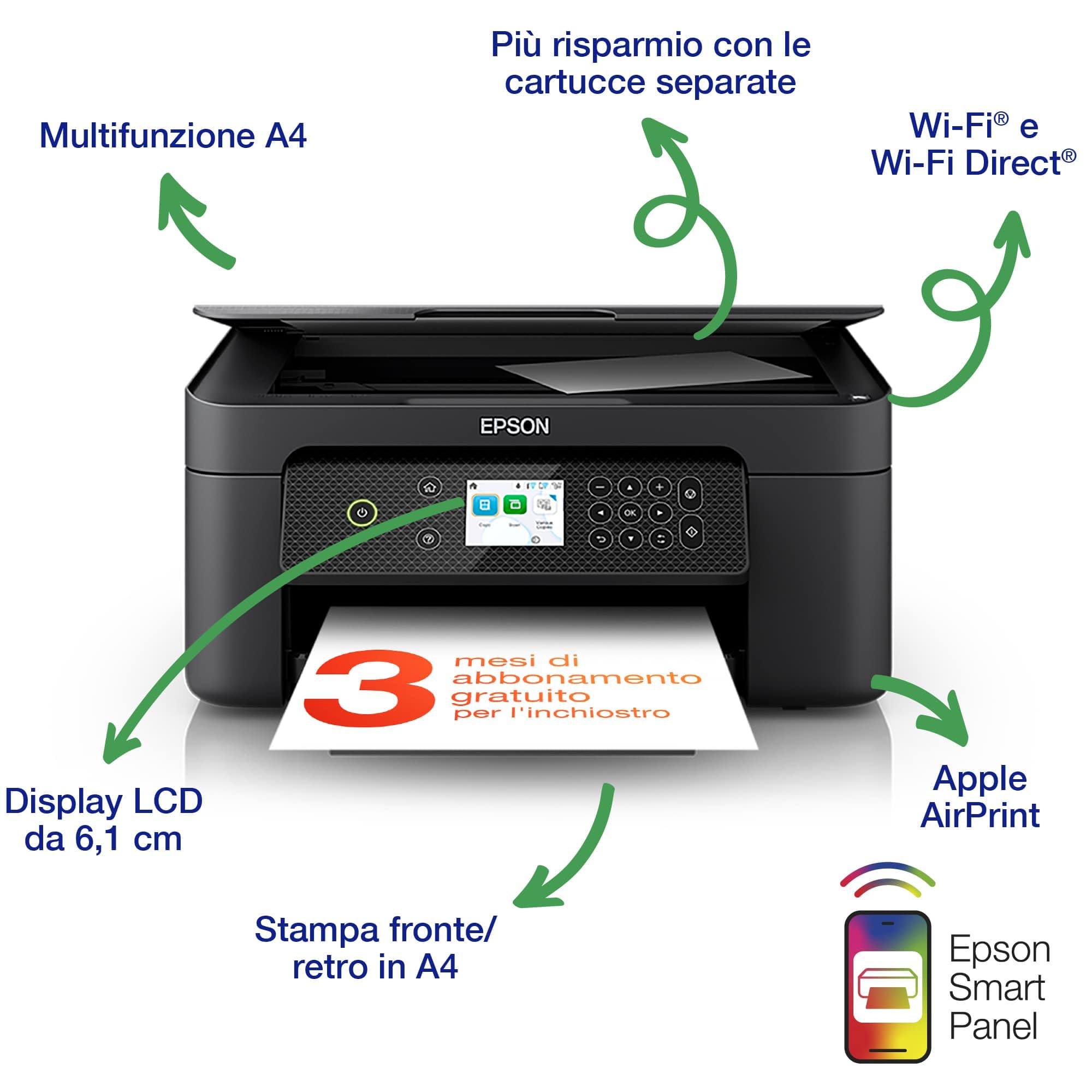 Epson Expression Home XP-4200 Stampante Multifunzione A4 getto d'inchiostro (Stampa Fronte Retro da mobile e su Cloud, Scansione, Copia) Display LCD 6.1cm, WiFi, AirPrint,Cartuce 604 Ananas,Black - Miniatura 2