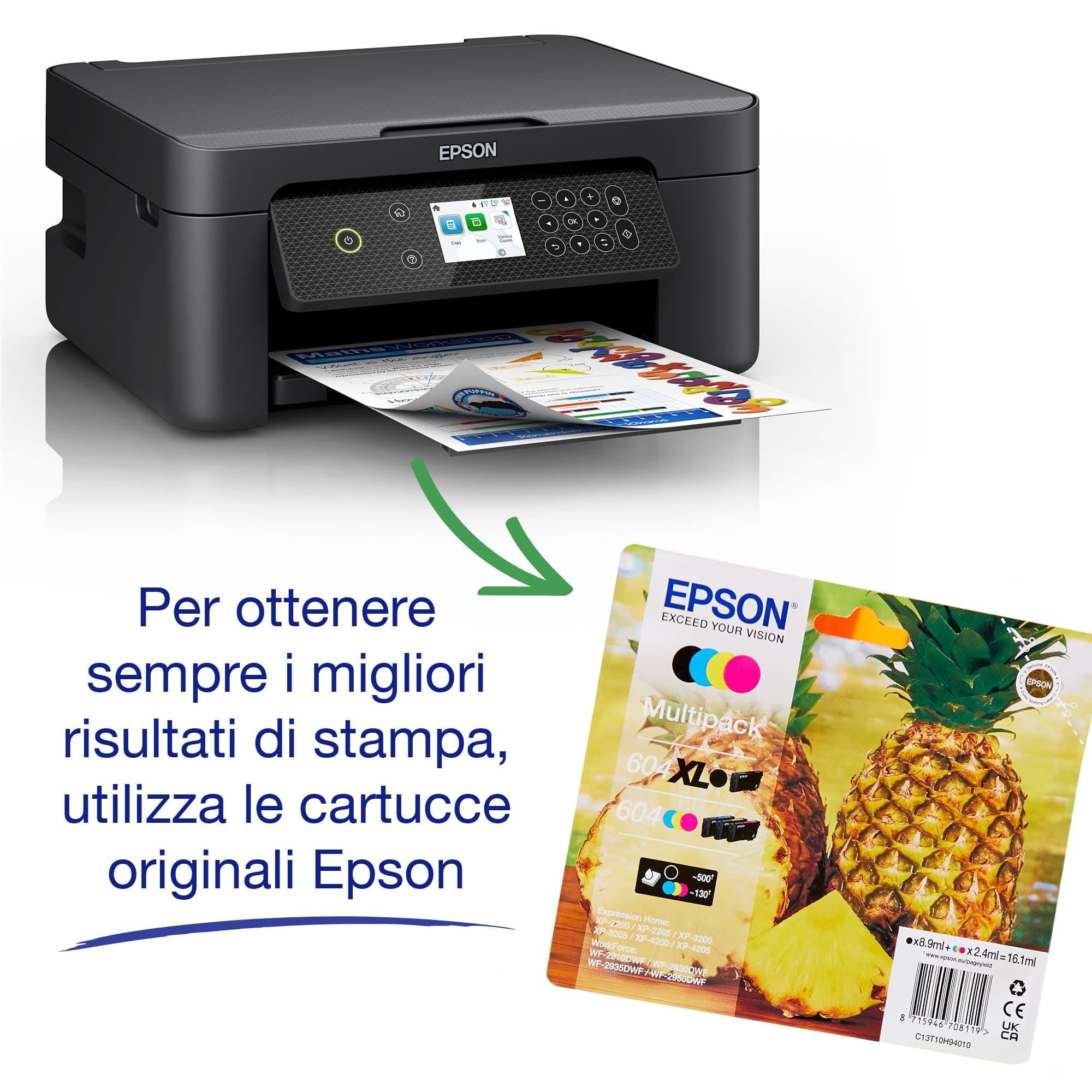 Epson Expression Home XP-4200 Stampante Multifunzione A4 getto d'inchiostro (Stampa Fronte Retro da mobile e su Cloud, Scansione, Copia) Display LCD 6.1cm, WiFi, AirPrint,Cartuce 604 Ananas,Black - Miniatura 5