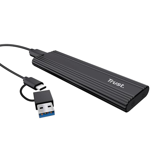 Trust Case SSD M.2 NVMe USB-C 10Gbps, Custodia Hard Disk Esterno 4TB, Compatibile con 2230 2242 2260 2280 FAT32/NTFS/EXT4/exFAT/APFS, Enclosure Portatile Adattatore SSD M2 NVMe USB M / M & B Key - Miniatura 2