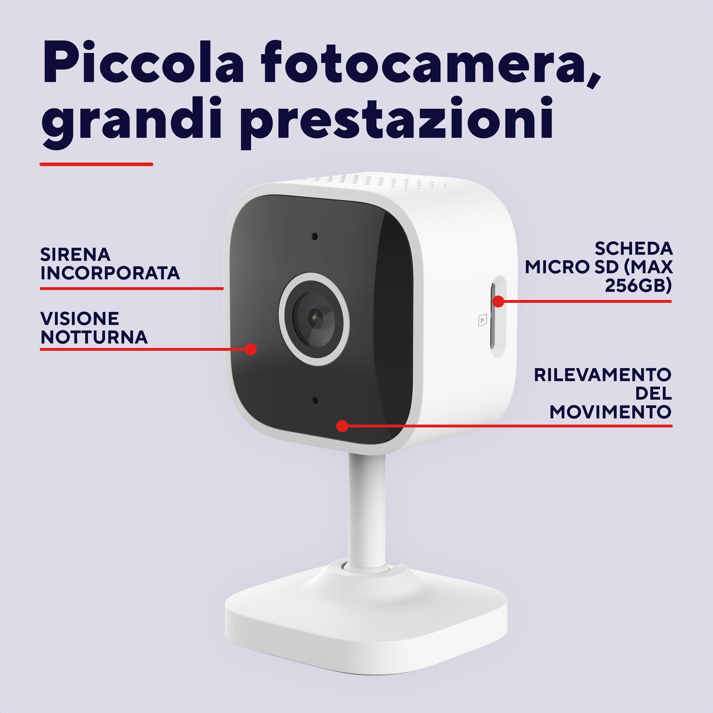 Trust IPCAM-2900 Telecamera Wifi Interno con Visione Notturna, Sirena e Microfono Integrati, Rilevamento Umano, Videocamera Sorveglianza con App, Casa Intelligente, Bianco - Miniatura 3
