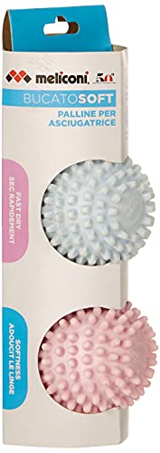 Meliconi Bucato Soft, Palline per Asciugatrice, Sfere per Ammorbidire e Ridurre Tempi di Asciugatura, Utilizzo Illimitato, 2 Palline, Rosa e Azzurro - Miniatura 2