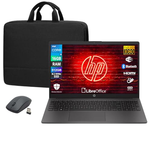 HP 250R G9, Computer Portatile Notebook, Intel 5-120u 10 Core 1.4Ghz, Display 15.6'' FHD, Ram 16GB, SSD 512GB, Windows 11, Pronto all'uso con Libre Office + Borsa e Mouse - Miniatura 2