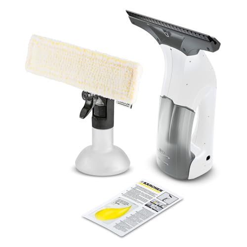 Kärcher Lavavetri Aspiragocce WV 1 Plus per la Pulizia di Vetri,VERSIONE BIANCA, Specchi, Piastrelle, Doccia, Piani a Induzione, Peso: 0,5 kg, Flacone Spray e Panno Microfibra, Detergente 20 ml - Miniatura 2