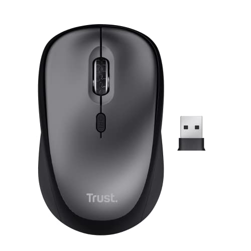 Trust Yvi+ Mouse Wireless Silenzioso con Design Sostenibile, 800-1600 DPI, per Mano Sinistra e Destra, Microricevitore USB, Mouse Senza Fili Compatto per PC, Computer, Laptop, Mac - Nero - Miniatura 2