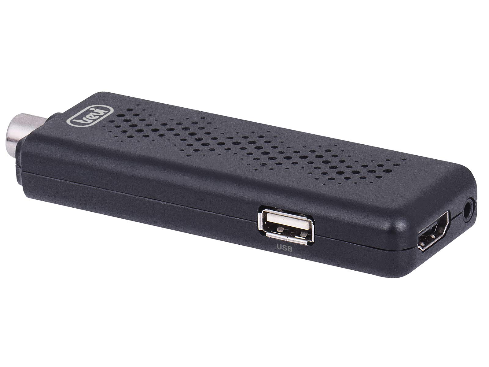 Trevi HE 3361 T2, Decoder Digitale Terrestre, DVBT-T2, Dimensioni Ridotte, Ricezione Programmi Qualità HD, HEVC con Codec H.265 10 Bit, HDMI, USB, Ricevitore IR con Display, Telecomando Incluso