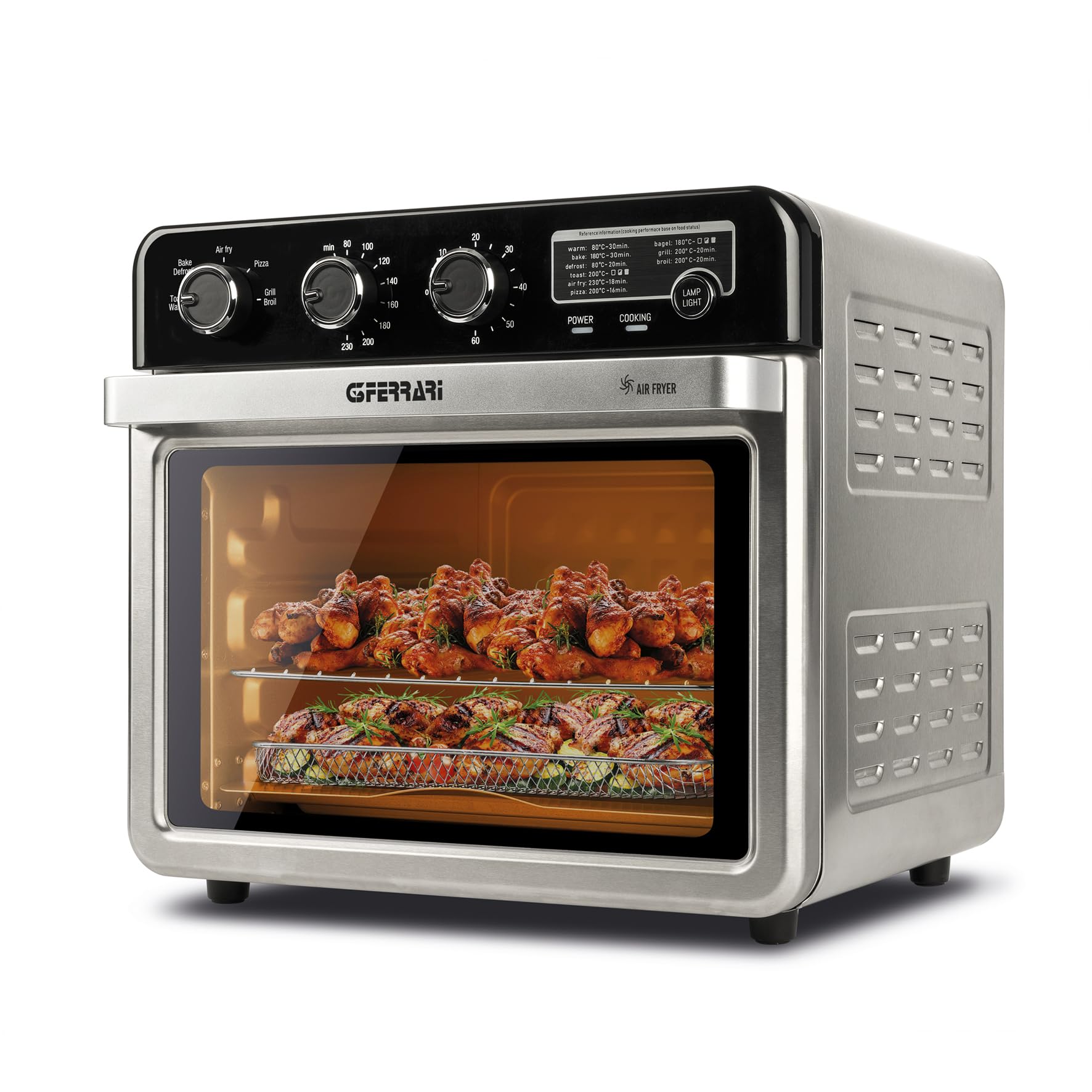 G3 Ferrari G10221 Forno Air Fryer Multifunzione 32 L, 2000 W, 5 Programmi di Cottura, 6 Resistenze, Temperatura Regolabile fino a 230 °C, Display con Timer, Accessori Inox Senza BPA/PFOA, Nero-Argento - Immagine 1
