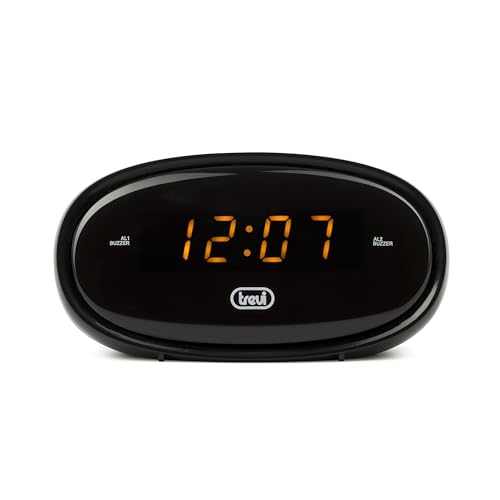 Trevi EC 880 Sveglia da Comodino con Display LED, Orologio Digitale con Due Allarmi Programmabili, Suoneria Elettronica, Funzione Dimmer e Snooze, Vano Anti-Blackout, Nero - Miniatura 2